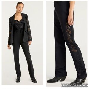 Cinq à Sept Cutout Paisley Embroidered Kerry Pant Black Womens Size 0 NWT $445